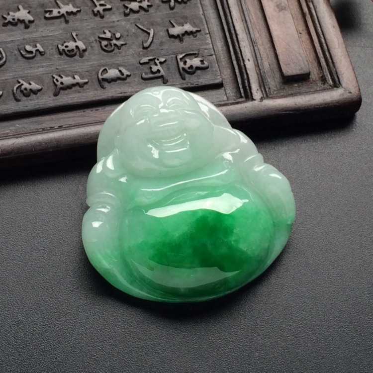 （超值推荐）糯冰种飘翠玉佛挂件