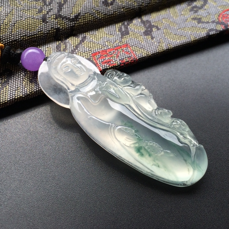 (超值推荐)冰种飘花站观音挂件