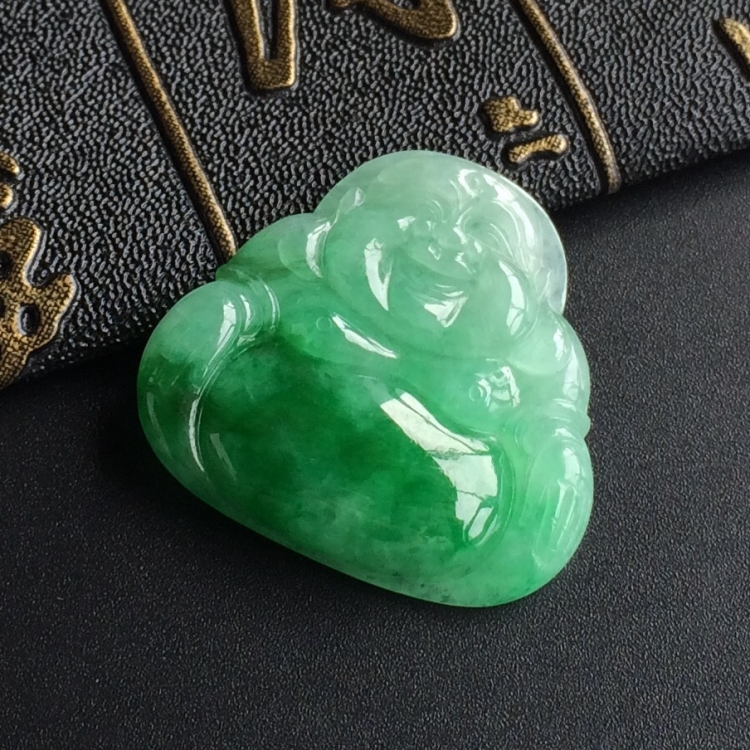 (超值推荐)糯冰种飘翠玉佛挂件