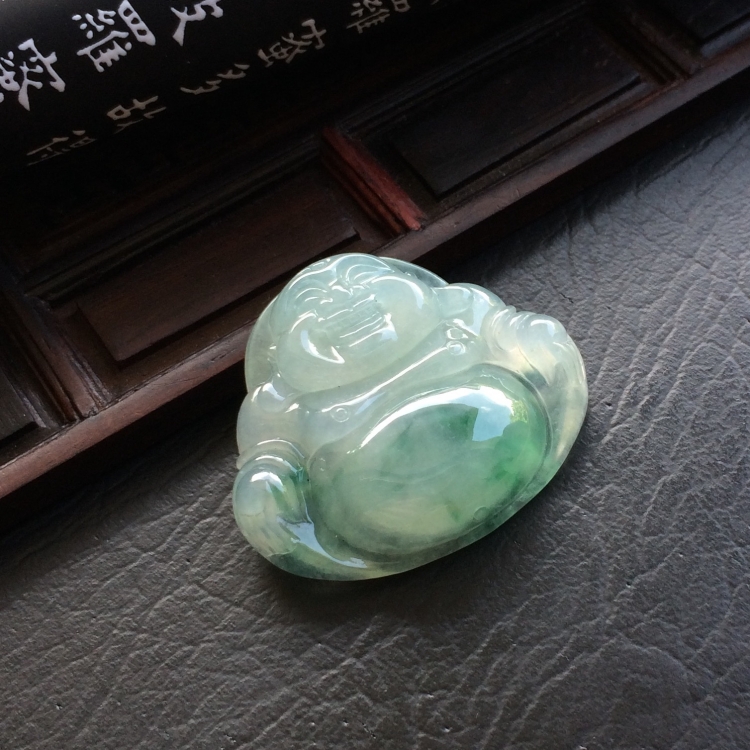 （超值推荐）糯冰种飘花玉佛挂件