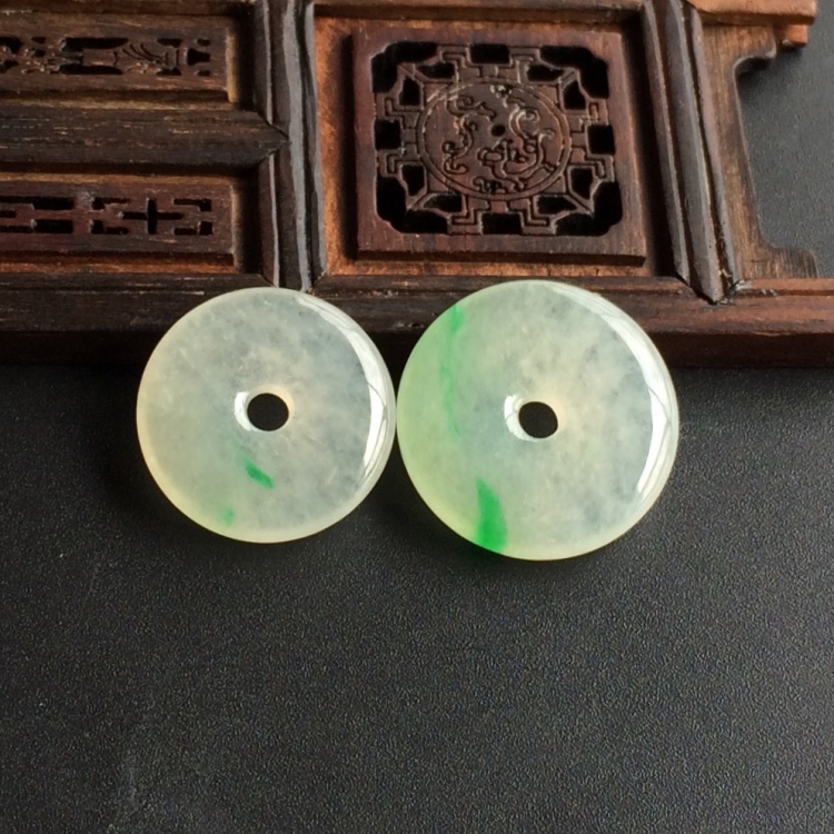 (超值推荐)冰种飘翠平安扣挂件(一对)