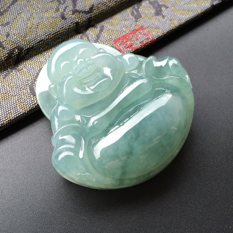 (超值推荐)糯冰种飘花玉佛挂件