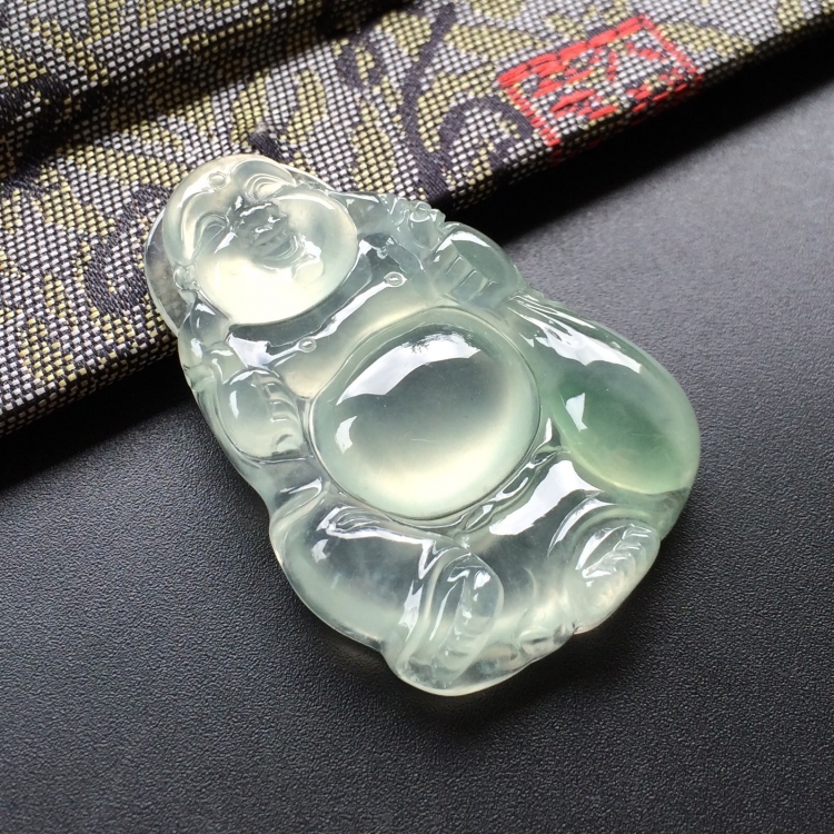 (超值推荐)冰种飘花布袋佛挂件