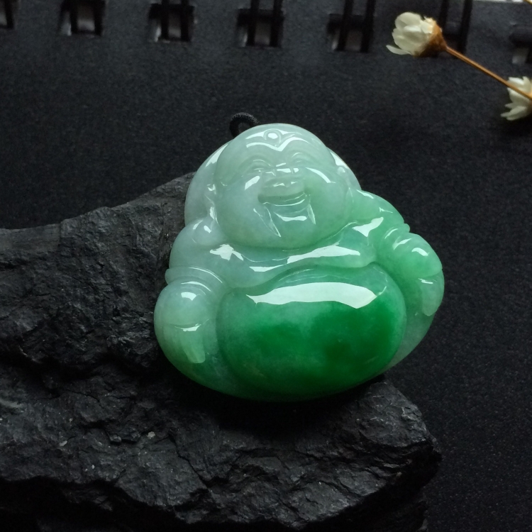 （超值推荐）糯冰种飘翠玉佛挂件