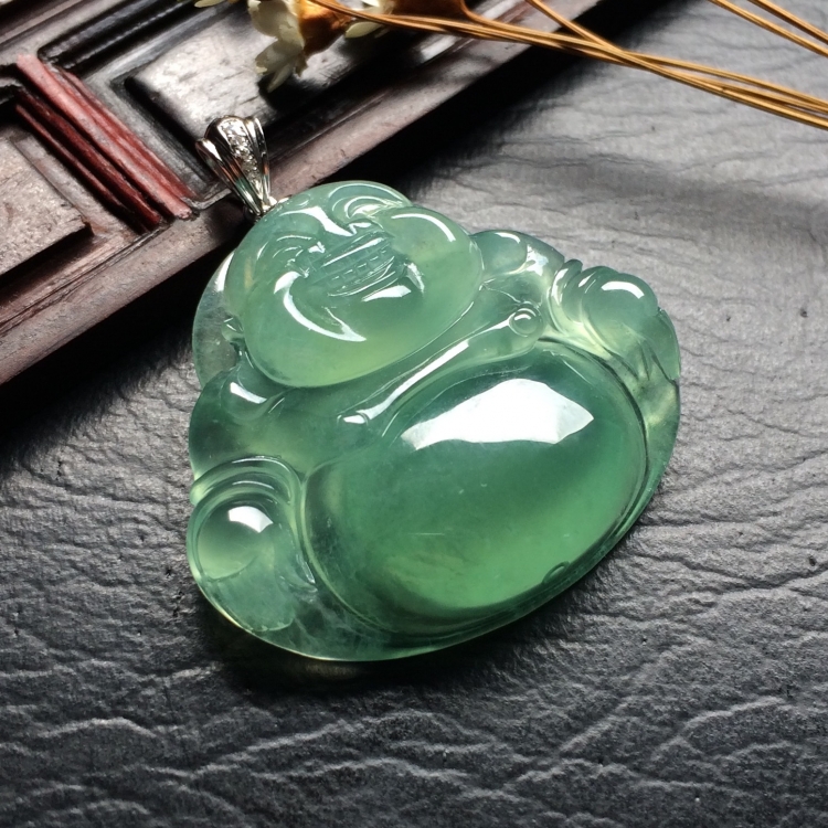 （超值推荐）冰种晴水玉佛挂件（金扣）