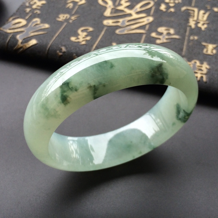 (超值推荐)糯冰种飘花手镯(57.8mm)