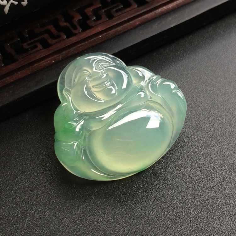 （超值推荐）冰种晴水略飘花玉佛挂件