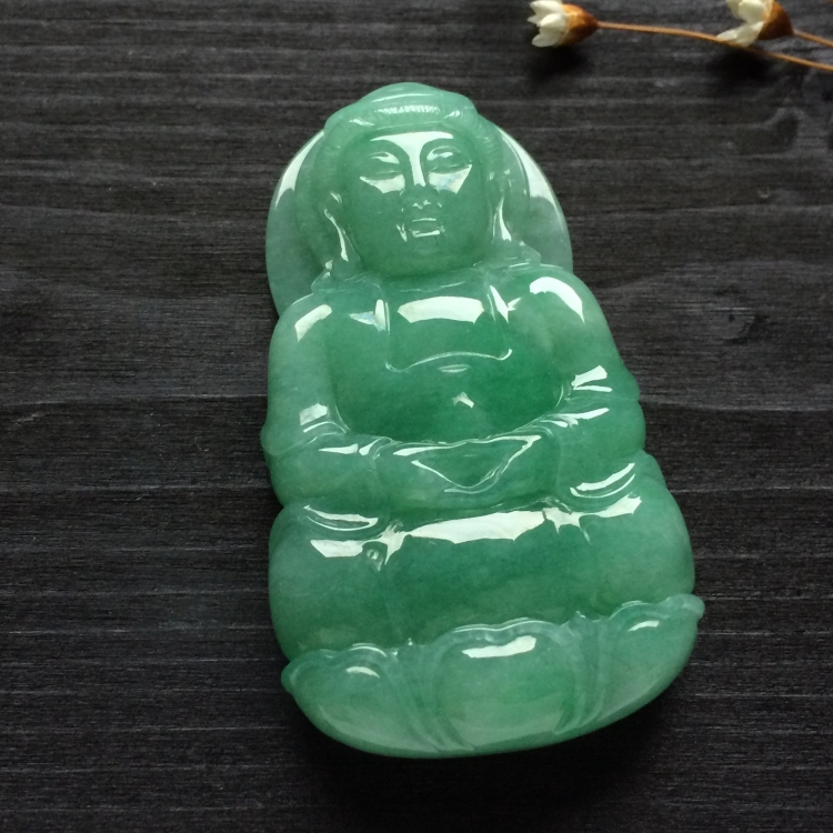 （超值推荐）糯冰种豆色观音挂件