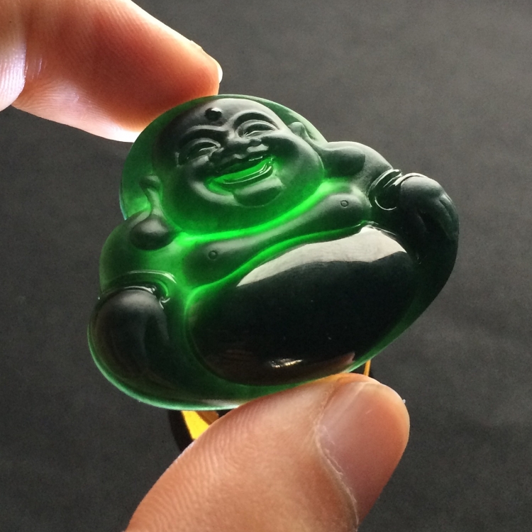 （超值推荐）冰种墨翠玉佛挂件