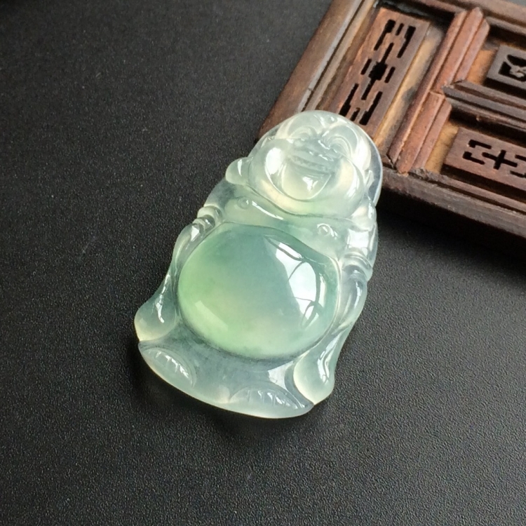 (超值推荐)冰种晴水略飘花站佛挂件