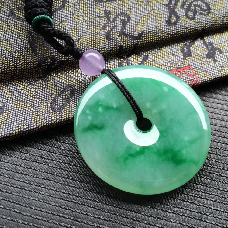 (超值推荐)糯冰种飘翠平安扣挂件