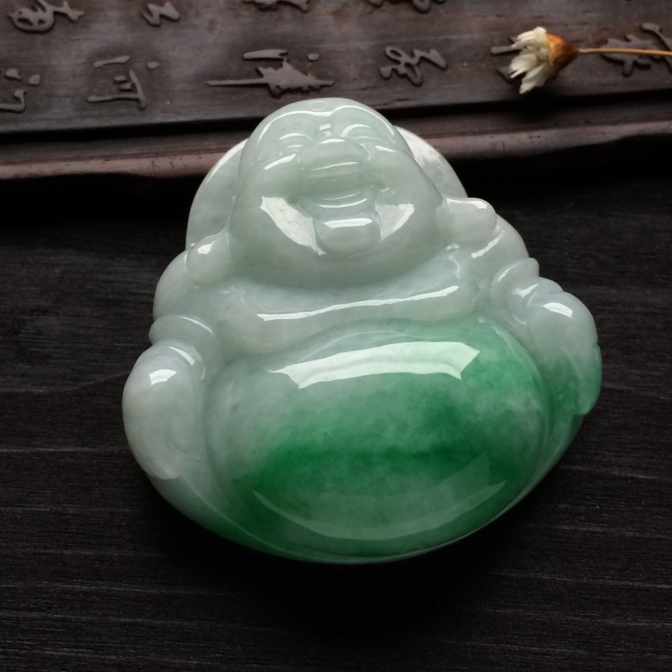 （超值推荐）糯冰种飘翠玉佛挂件