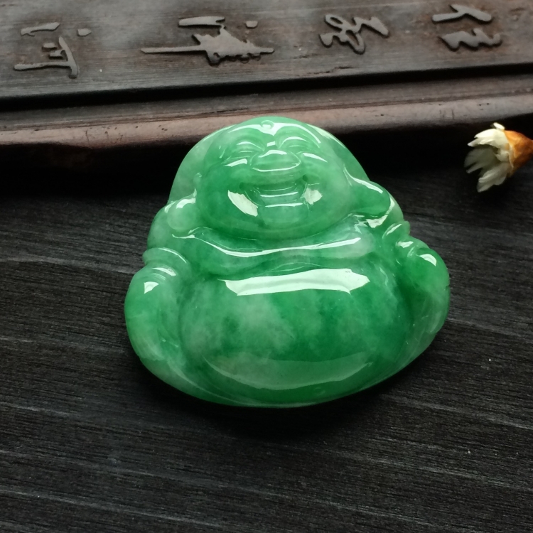 （超值推荐）糯冰种翠色玉佛挂件