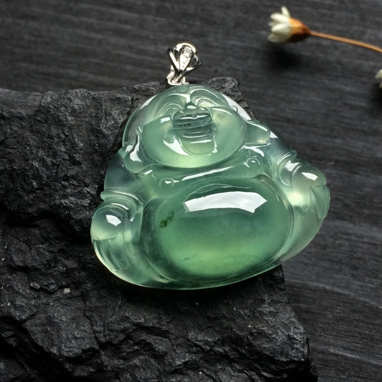 （超值推荐）冰种晴水玉佛挂件（金扣）