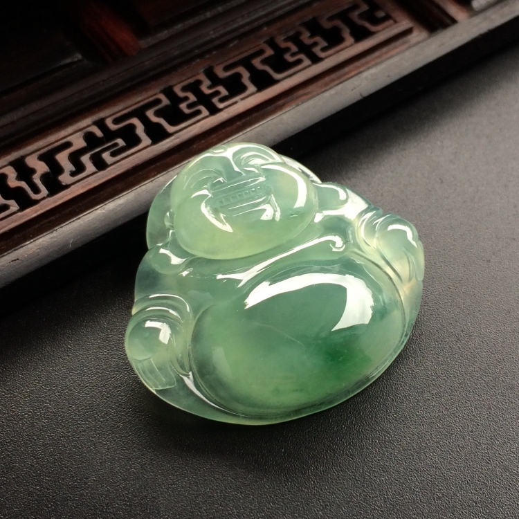 （超值推荐）冰种晴水略飘花玉佛挂件