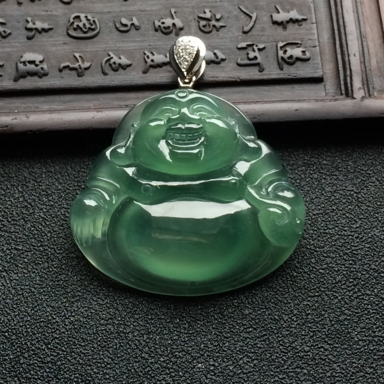 （超值推荐）冰种晴水玉佛挂件（金扣）