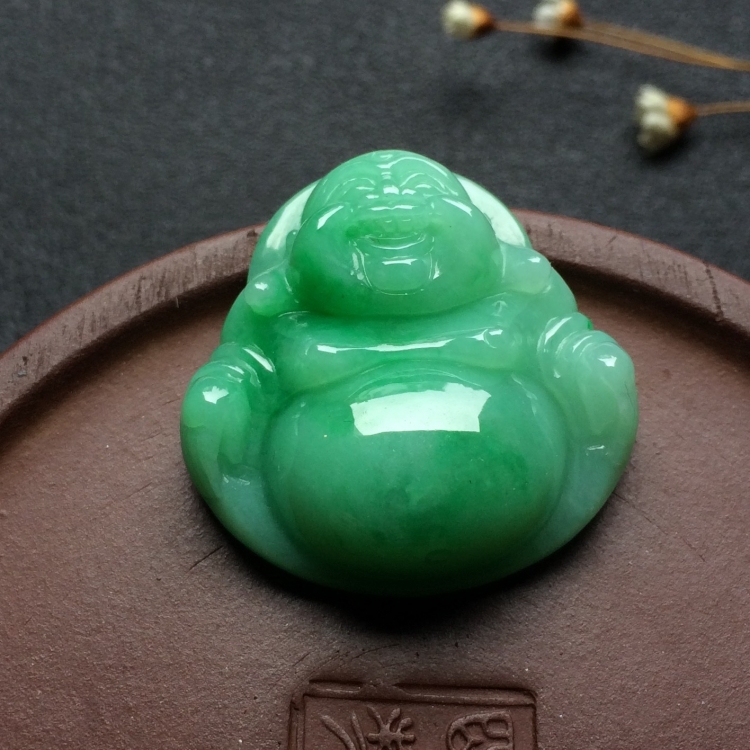 （超值推荐）糯冰种飘翠玉佛挂件