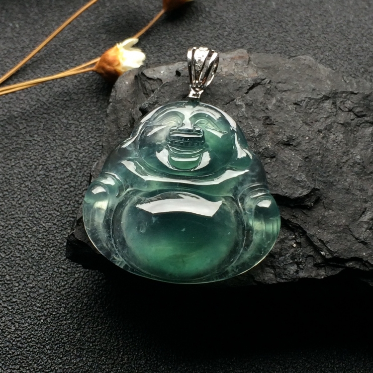 （超值推荐）冰种晴水玉佛挂件（金扣）