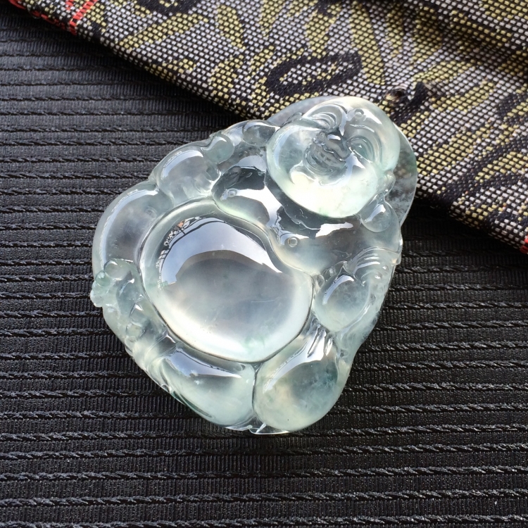 (超值推荐)冰玻种飘花玉佛挂件