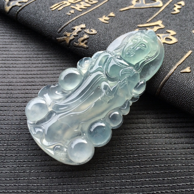 (超值推荐)冰种蓝晴水站观音挂件