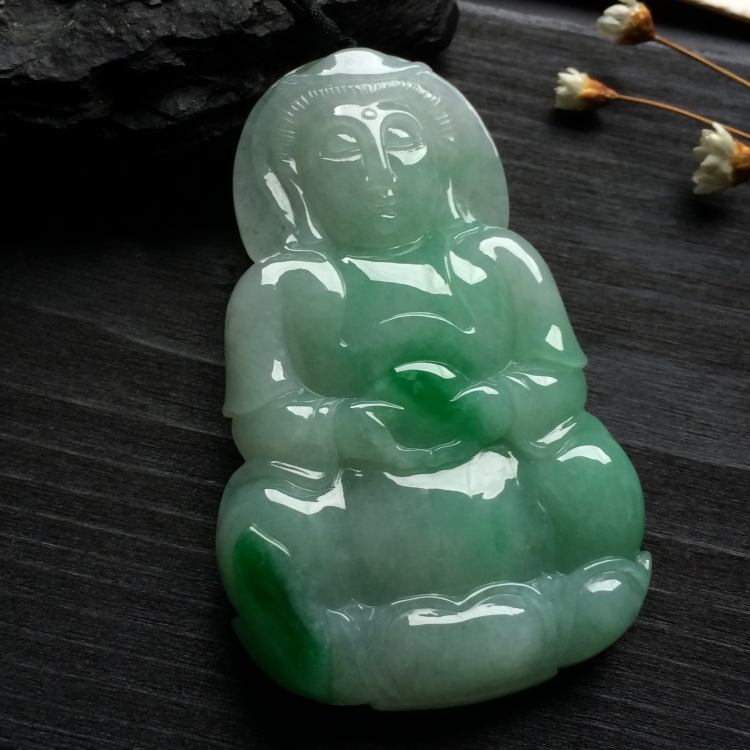 （超值推荐）糯冰种飘翠观音挂件