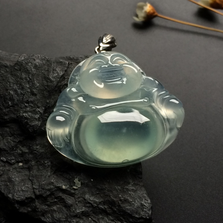 （超值推荐）冰种晴水玉佛挂件（金扣）
