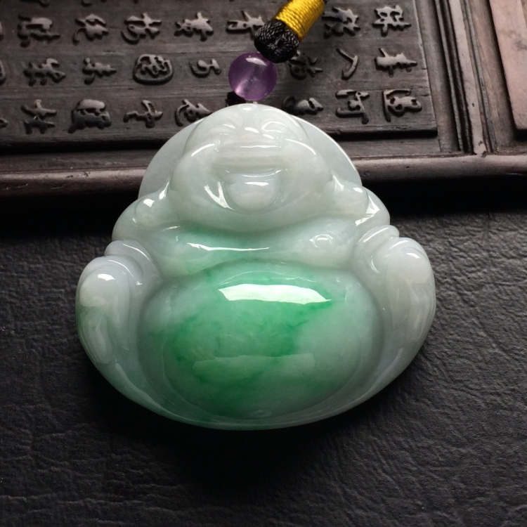 （超值推荐）糯冰种飘翠玉佛挂件