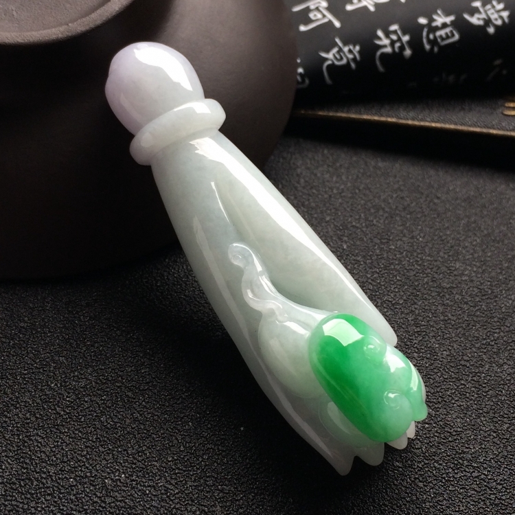 （超值推荐）糯冰种飘翠佛手挂件