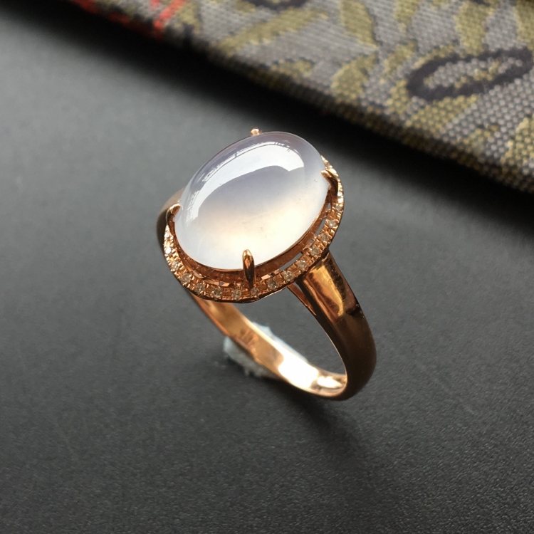 (超值推荐)冰种淡紫罗兰镶玫瑰金钻石戒指