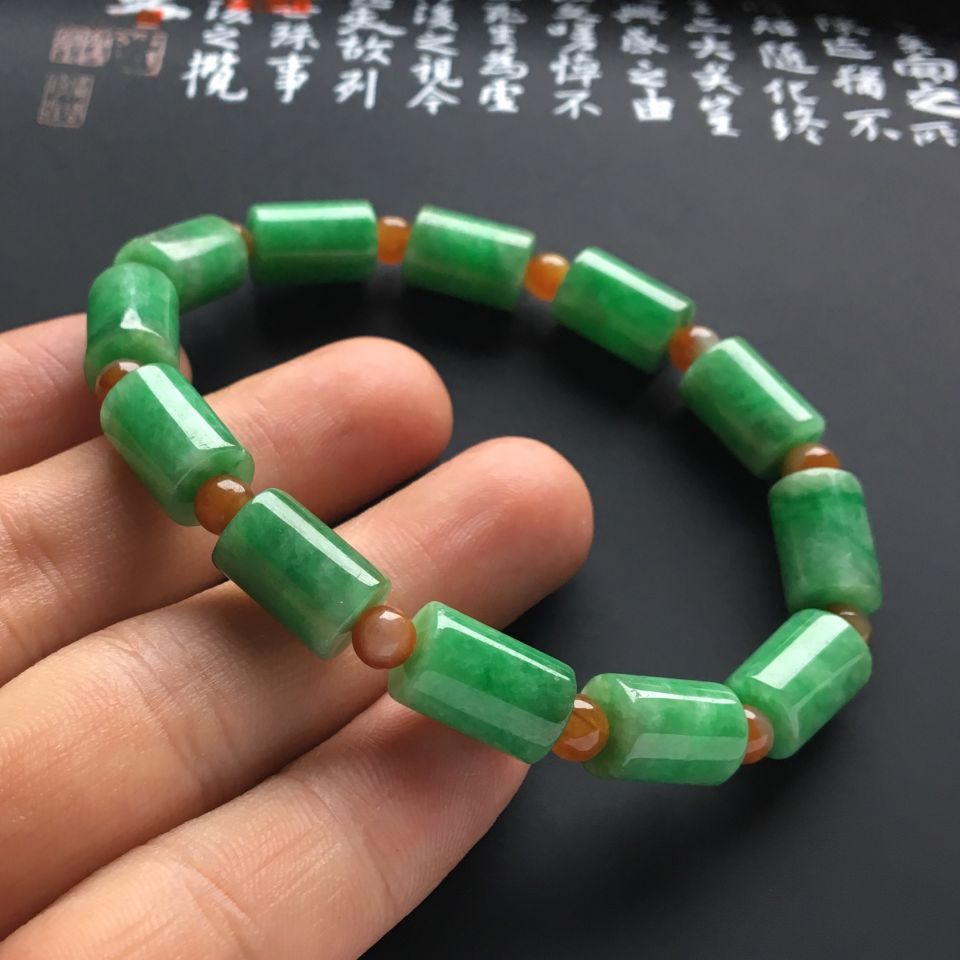 （超值推荐）糯冰种豆色路路通手链