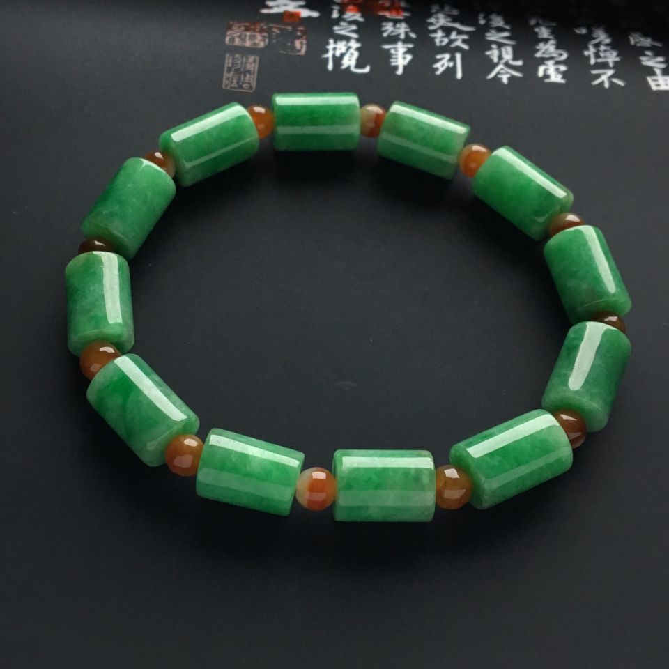 （超值推荐）糯冰种豆色路路通手链