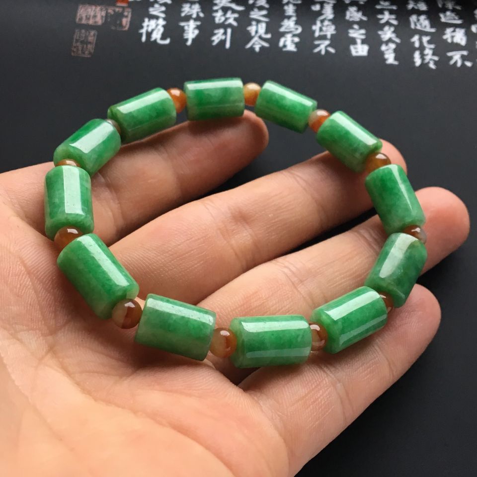 （超值推荐）糯冰种豆色路路通手链