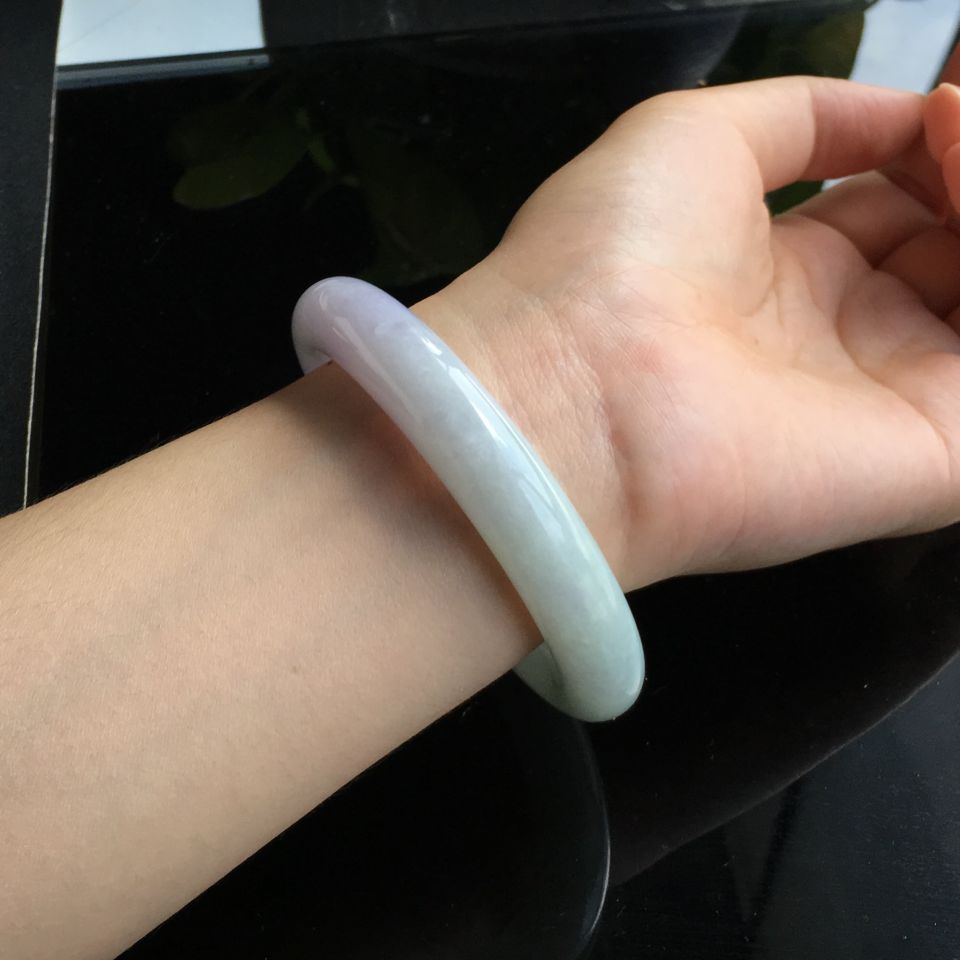 (超值推荐)糯冰种紫罗兰晴水圆条手镯(56.5mm)