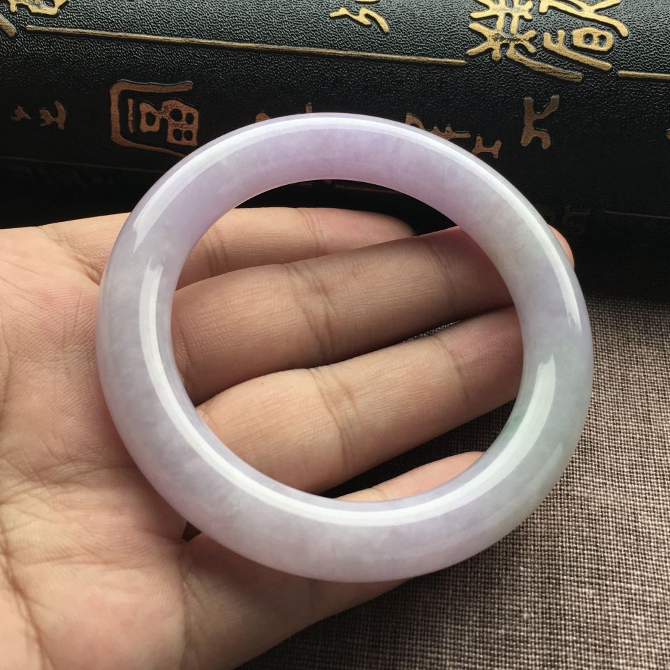 （超值推荐）糯冰种紫罗兰圆条手镯（56mm）