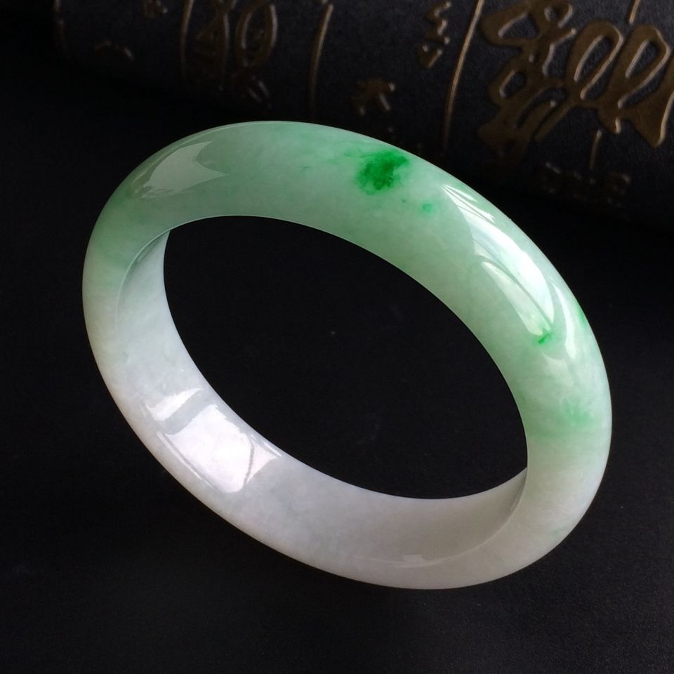 (超值推荐)糯冰种飘翠手镯(57.5mm)