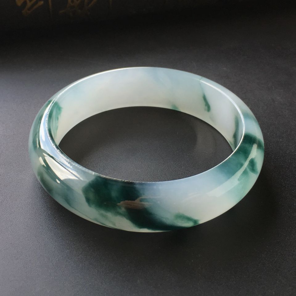 (超值推荐)糯冰种飘花手镯(55.4mm)