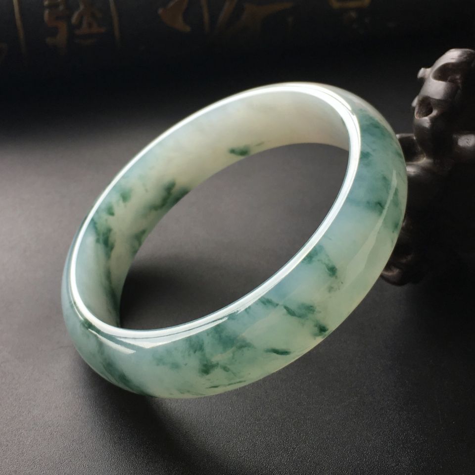 (超值推荐)糯冰种飘花手镯(57.8mm)