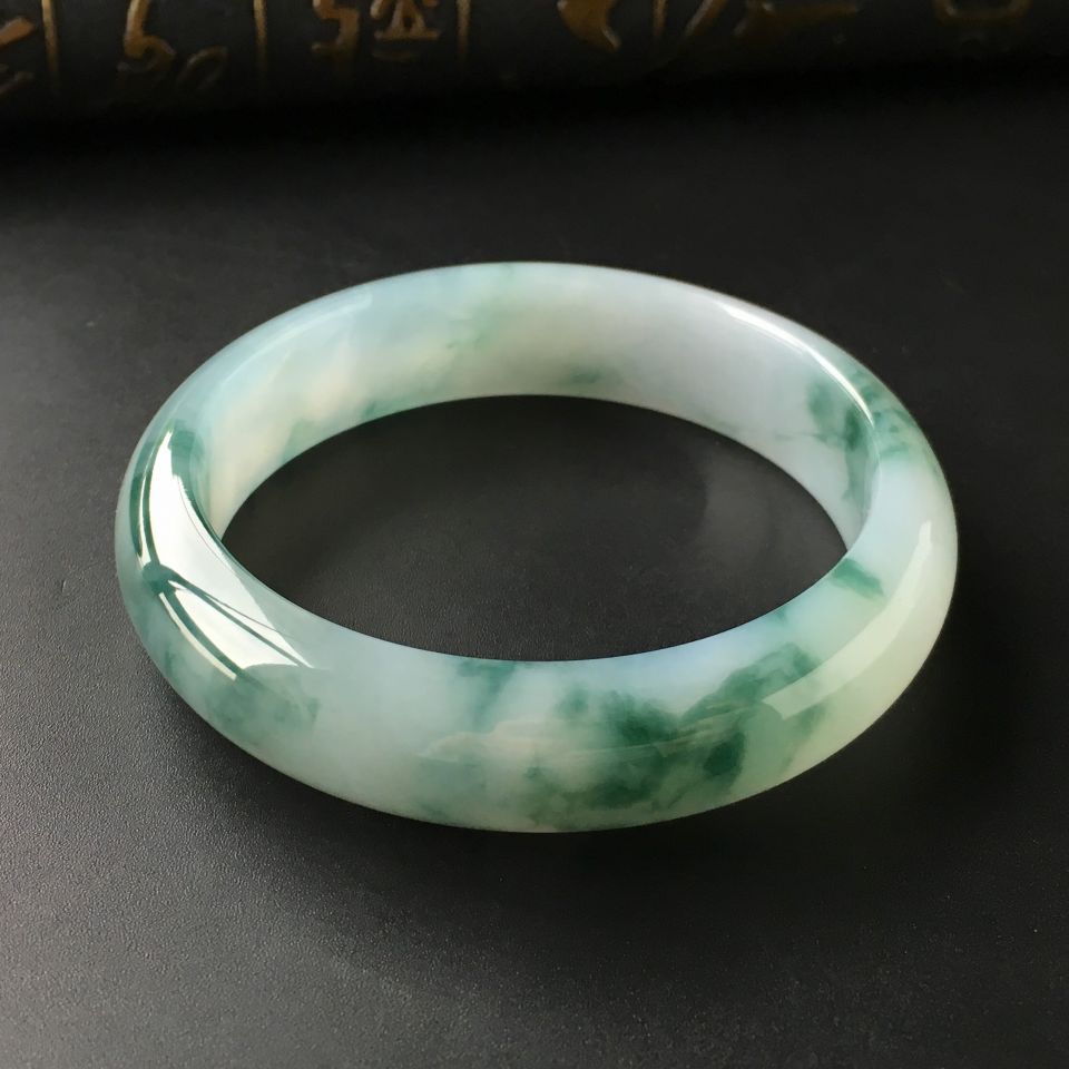 (超值推荐)糯冰种飘花手镯(57.5mm)