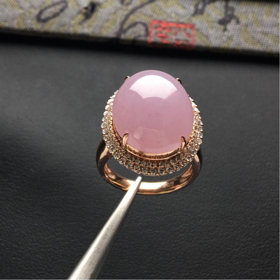 (超值推荐)糯冰种紫罗兰镶玫瑰金钻石戒指