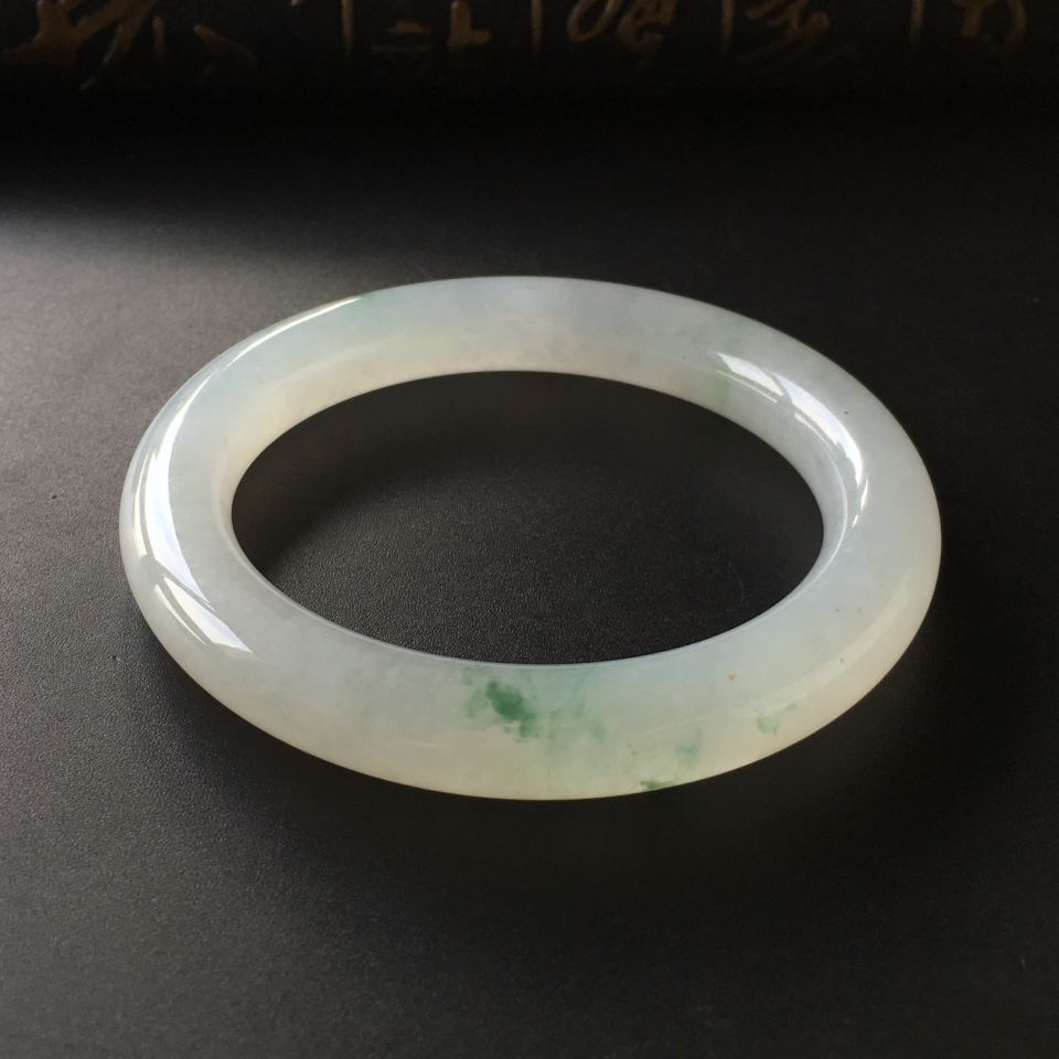 (超值推荐)冰种飘花圆条手镯(55.5mm)