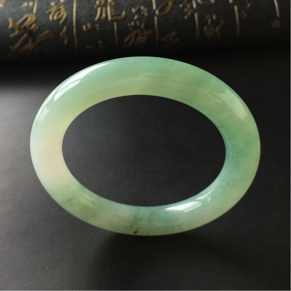 (超值推荐)糯冰种晴水飘花圆条手镯(58mm)