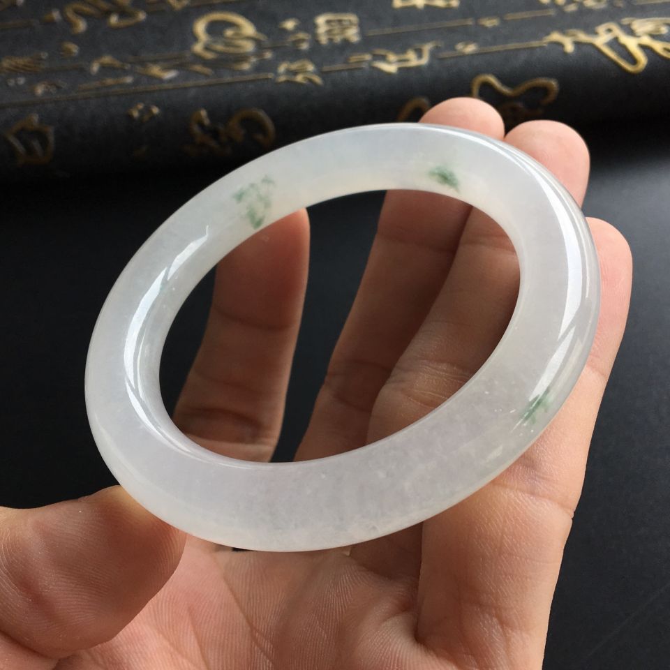 (超值推荐)冰种略飘花圆条手镯(51.3mm)