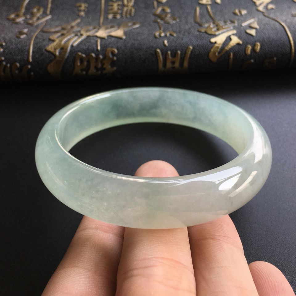 (超值推荐)冰种晴水略飘花手镯(57.4mm)