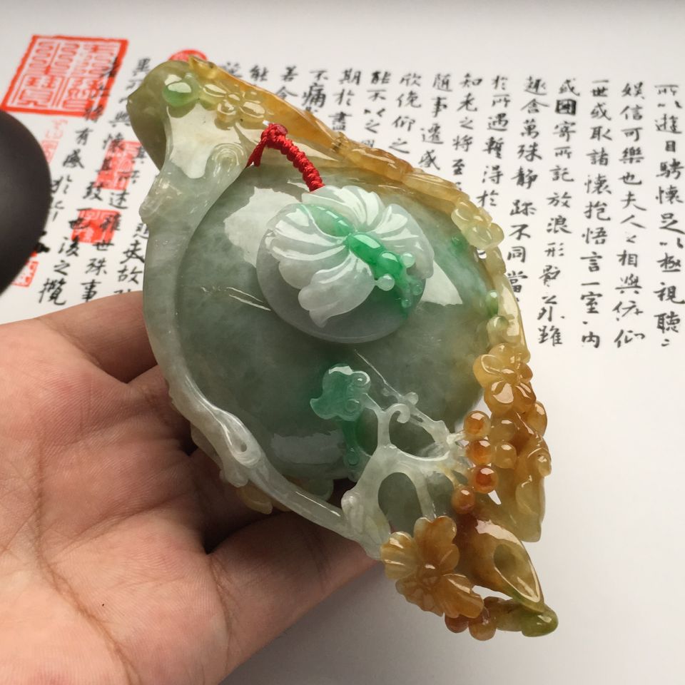 （超值推荐）糯冰种三彩茶壶摆件