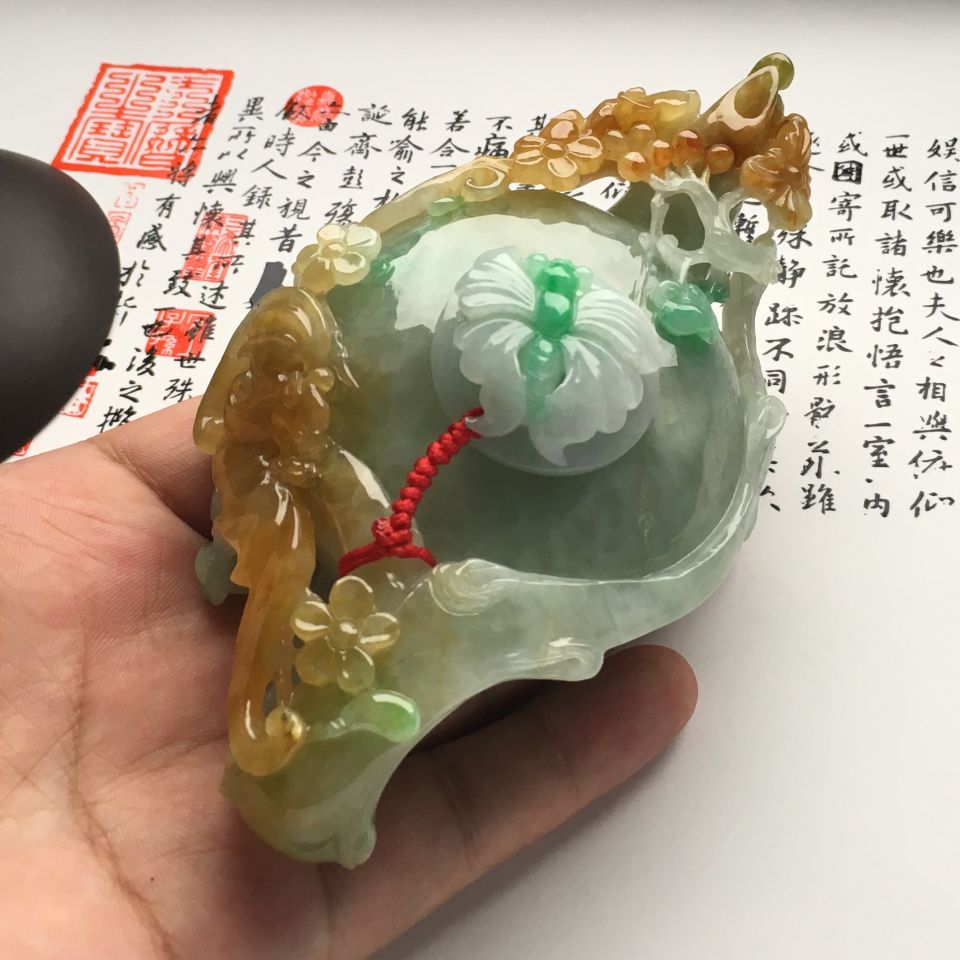 （超值推荐）糯冰种三彩茶壶摆件