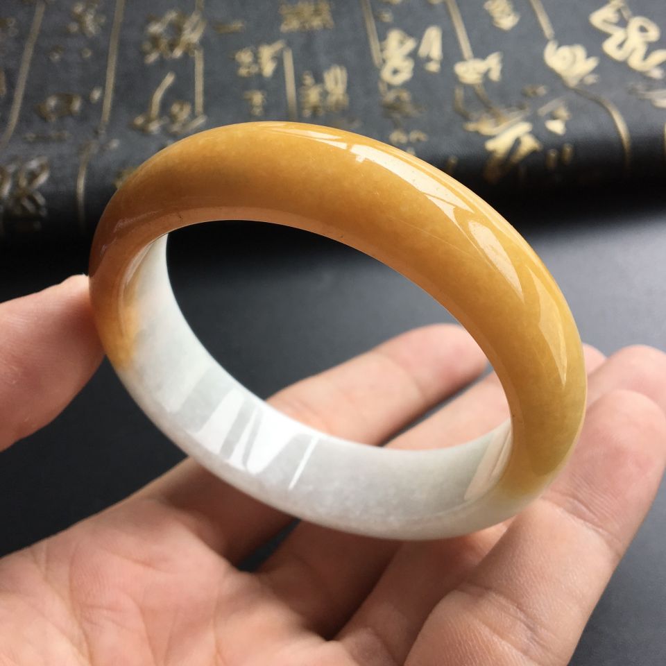 (超值推荐)糯冰种黄翡手镯(53.5mm)