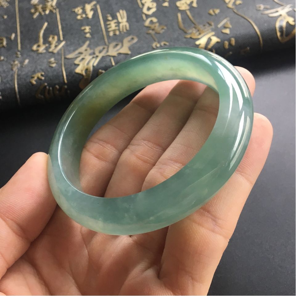 (超值推荐)冰种晴水褐黄翡手镯(57mm)