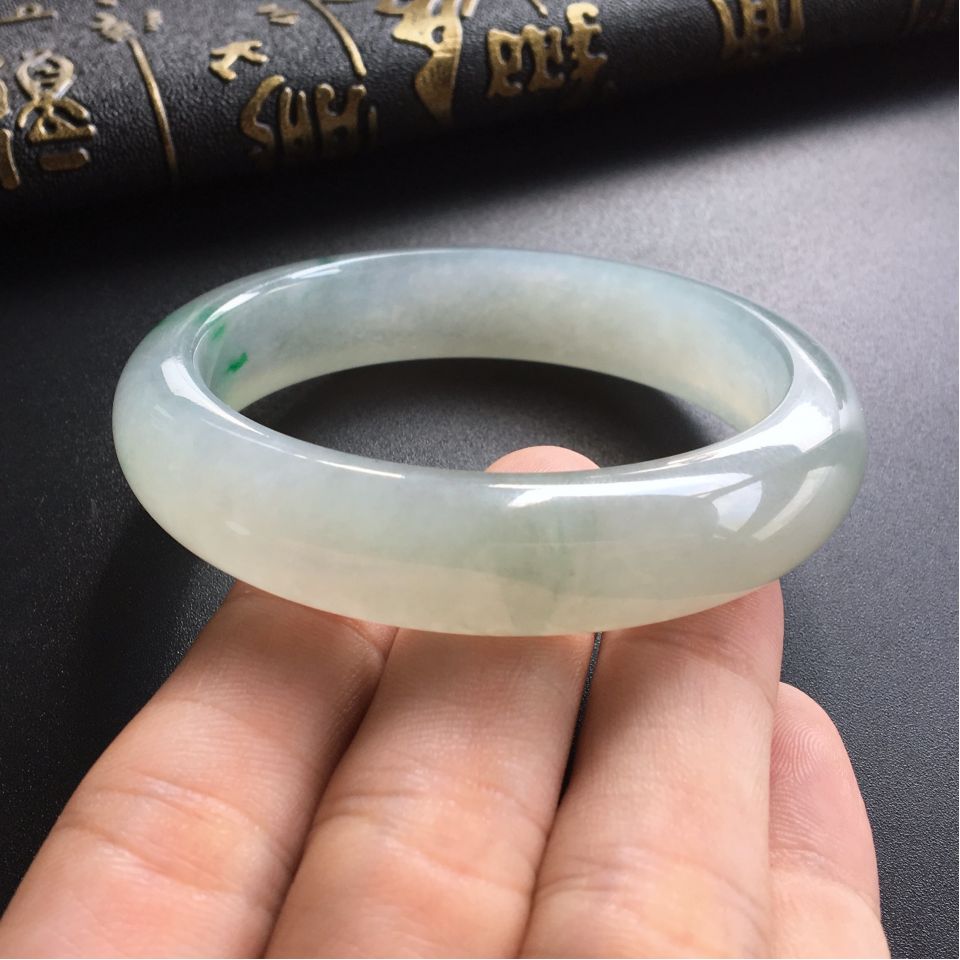 (超推荐)冰种晴水飘阳绿手镯(56.7mm)