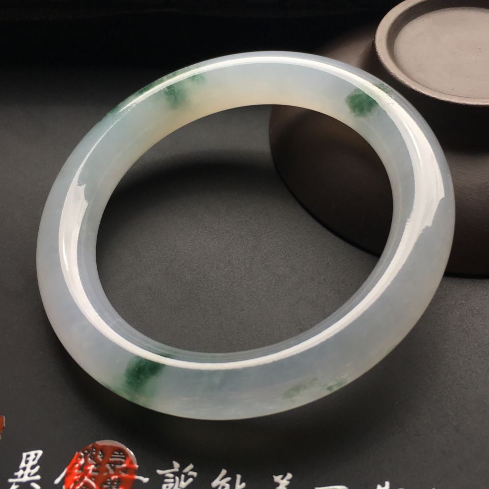 （超值推荐）冰种飘花圆条手镯（56.2mm）