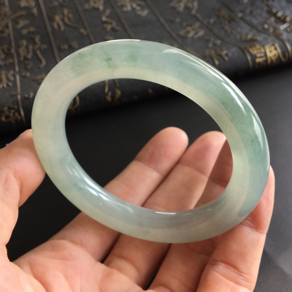 糯冰种飘花圆条手镯(56mm)